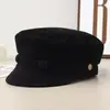 Otoño/Invierno 2025 Sombrero Octagonal Retro de Ante para Mujer Parte Superior Alta para la Cabeza Hace que la Cara se Vea Más Pequeña Circunferencia de Cabeza Grande Estilo Coreano Versátil Gorra de Periódico Pintor