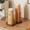 Estante de almacenamiento de tazas de escritorio para bar de restaurante, estante de almacenamiento de tazas desechables de gran capacidad, organizador de vasos de papel y vasos de té de leche
