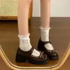 Sapatos de salto alto plataforma, salto grosso, estilo doce com laço, bico fino para mulheres, nova coleção outono 2026, perfeitos com vestidos, estilo Mary Jane