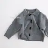Suéter chaqueta de lana suave para bebé color bb, chaqueta de punto con cuello camisero para niños, estilo bosque unisex para bebé