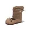 Botas retro Martin para niños, Botas de tacón de ballet Maillard, Botas geniales de nuevo diseño con punta redonda y lazo para niñas