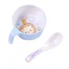 Tazón infantil de melamina lindo dibujo animado para el hogar tazón para comida de bebé con asa tazón pequeño y cuchara juego de vajilla para madre y bebé caja de regalo