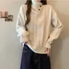 Suéter de Tricô com Gola Alta Estilo Coreano Preguiçoso para Mulheres, Outono 2026 Top de Tricô com Gola Irregular
