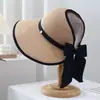 Sombrero de ala ancha de estilo nuevo para verano 2026, protección solar, parte superior abierta para mujer, parasol de cara completa para playa y costa, sombrero de paja plegable para vacaciones