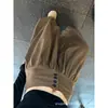 Pantalones de tobillo tipo linterna color café para mujer, nueva colección otoño 2026, diseño petite, botón único y pantalones de pierna ancha plisados