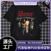 Camiseta Masculina Europeia Transfronteiriça Gangster Osso N Harmonia Camisa Retro Nostálgica Hip-Hop Clássica Unissex Camiseta Estilo Confortável Europeu e Americano