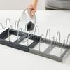 Estante de almacenamiento para utensilios de cocina, estante telescópico para cubrir ollas, bandeja escurridora, organizador de cajones telescópico