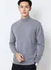 Suéter Masculino Liso Slim Fit com Gola Meia-Alta 2026, Casual Versátil Outono/Inverno Nova Camisa Base de Tricô de Manga Longa para Casais