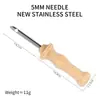 Herramienta de bordado de punzón con mango de madera ruso transfronterizo, accesorio de herramienta de bordado de sello DIY hecho a mano, bolígrafo de sello ajustable con mango de madera