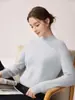 Suéter 100% Cachemir Puro para Mujer Hombro Raglán Tejido de Canalé Cuello Semi Alto Manga Larga Jersey Suave y Esponjoso Tejido Base Suéter