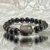 Obsidiana Plateada Natural Gato Gato Cabeza Obsidiana Pulsera Mujer Novia Genial Genial Dulce Moda Pulsera de Pareja Accesorios