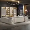 Mesa de Escritório e Cadeira para Chefe Combinação Moderna Simples Mesa Executiva Presidente Gerente Supervisor Mobiliário de Escritório de Alto Padrão