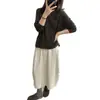 ¡Elegante falda tipo capullo! 26 Otoño Falda midi de corte 3D con cintura elástica casual versátil figura cocoon adelgazante falda tipo linterna falda