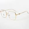 Montura grande para reparar el rostro, retro, cuadrada, de metal, anti luz azul, gafas sencillas, estilo artístico, simple, para hombres y mujeres, montura para gafas de miopía