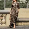 Vestido informal de vacaciones para mujer, de manga larga, con solapa y estampado floral, de algodón, con botones y camisa larga