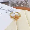 Anel Aberto Gota de Óleo Esmaltado Luz Luxo Alto Padrão Anel Caixa Cega Ao Vivo Vintage Estilo Palácio Flor