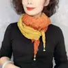Pingente com fecho magnético, lenço de pescoço pequeno plissado, lenço de gaze em blocos de cor, protetor de pescoço leve e versátil, lenço de seda decorativo, lenço elegante para mulheres