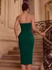 Vestido sin tirantes de nuevo estilo transfronterizo para mujer, elegante vestido bodycon ajustado con volantes para verano con abertura, minivestido de fiesta