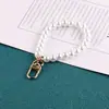 Bolso de Perlas Artificiales Cadena de Perlas Cadena Corta Llavero Cadena Colgante Funda de Teléfono Móvil Llavero Colgante Decorativo Pequeños Accesorios de Joyería