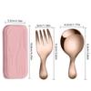 Set Portátil de Cuchara y Tenedor de Acero Inoxidable Cuchara de Arroz para Niños Cuchara de Postre Tenedor para Fruta Cuchara de Mango Corto Mini Vajilla