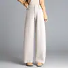 Pantalones casuales versátiles de mezcla de lana, diseño de pierna curva, nueva colección otoño/invierno 2026 para mujer, tiro alto, que cubren la cadera, pierna ancha, elegantes y fluidos, largos
