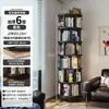 Estantería giratoria de madera maciza de 360 grados para dormitorio, mesita de noche, estante de almacenamiento, estante de almacenamiento estrecho de pie, estantería móvil
