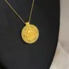 Colgante de Oro Antiguo Weixue con Amuleto de Unicornio Pixiu, Plato Redondo de Seda con Brújula de Flor, Collar de Nuevo Estilo Chino