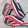 Fornecimento spot fita tricolor azul safira vermelho e branco azul marinho vermelho e branco fita de poliéster para medalha fita listrada vermelho e amarelo verde