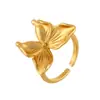 Anillo Abierto Mariposa Tridimensional de Diseño de Nicho Ins Estilo Francés, Joyería de Lujo Ligero de Moda Personalizada de Gama Alta para Mujeres