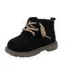 Zapatos para niños, botines estilo Martin para niños, nuevos modelos de otoño e invierno, botines para niñas, botines cortos para bebés niños, estilo británico, cálidos y con forro de felpa, botines amarillos pequeños