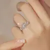Anel Cruzado Esmalte Casal Cobra Espinho Trevo de Quatro Folhas Flor Coroa Aberta Borboleta Diamante Tulipa Sereia