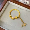 Loja de Ouro Mesmo Estilo Moeda dos Cinco Imperadores Banhada a Ouro Pulseira Meia Pulseira do Deus da Riqueza de Cinco Vias Pulseira de Corda Trançada Novo Estilo Chinês Joias de Mão Retrô
