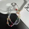 Lanyard Corto para Teléfono con Cuentas de Azúcar de Flores de Colores, Estilo Ins de Moda, para Mujeres, Uso al Aire Libre, Llavero de Alta Gama, Duradero