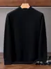 Novo suéter masculino de cashmere com gola alta parcial para outono e inverno, suéter de malha grossa de cor sólida, camisa básica casual de negócios