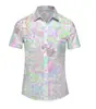 2024 Nueva Camisa Casual de Manga Corta Holgada Delgada para Hombre Estilo Hawaiano Europeo y Americano Impresión 3D Comercio Exterior para Hombre