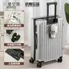 Maleta multifuncional con portavasos, maleta de trolley con puerto de carga, maleta con marco de aluminio y ruedas universales silenciosas para hombres, mujeres y estudiantes