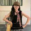 Bufanda Larga de Seda con Lunares Marrones Retro, Tira Larga Pequeña, Accesorio de Vestir Otoñal de Nueva Llegada, Bufanda Fina Estrecha, Estilo Merade, Bufanda para el Cuello de Mujer