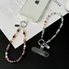 Cordón de cristal para teléfono, cadena de cristal simple de doble capa con forma de bola de flor, exquisito accesorio de pulsera para funda de teléfono