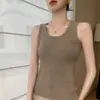 Suéter de punto de cachemira con cuello en U, camisola para mujer, nuevo para Otoño e Invierno 2026, top acanalado sin mangas ajustado