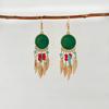 Pendientes Europeos y Americanos Bohemianos Transfronterizos con Borlas y Diseño de Cuentas de Arroz Estilo Chino, Pendientes Étnicos Retro de Nicho Estilo Tíbet para Mujer