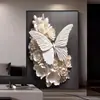 Pintura de Pendurar na Porta de Entrada Borboleta Moderna Luxo Leve Preto e Branco Pintura Decorativa de Entrada Arte de Alto Padrão Mural de Corredor