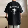 Camiseta Casual Masculina de Verão Estilo Hong Kong, Manga Três Quartos, Cor Sólida, Manga Curta, Caimento Solto nos Ombros, Versátil