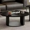 Mesa de Té Eólica Usada Negra Minimalista Sala de Estar Juego de Mesa de Té de Madera Maciza Lujo Ligero Sensación de Alta Gama B&B Mesa de Té Redonda Retro