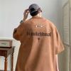 Camiseta Masculina de Camurça Estampada de Manga Curta Marca Tendência Verão Pesado Streetwear Americano Tendência Adolescente Camiseta