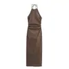 Para Vestido Aliexpress Transfronterizo Ropa de Mujer Estilo Europeo y Americano Verano Nuevo Accesorios Casuales Cuello Halter Falda Larga Midi