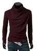 Camiseta Base de Manga Larga de Cuello Alto Fina para Hombre, Color Sólido de Otoño, Elegante Versátil Ajustada Moderna Simple Camiseta de Cuello Alto
