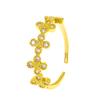 Anillo de taladro de fila de piedra ojo de gato moda nicho amor flor anillo abierto para mujer único ins personalidad anillo geométrico