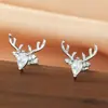 Pendientes de Reno de Navidad Exquisitos Cao Shi para Mujer Douyin Nuevo Estilo Navideño Astas Pendientes de Zirconia en Forma de Gota Microincrustada