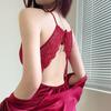 [Estrictamente Seleccionado] Camisón Sexy con Tirantes, Ropa para el Hogar, Conjunto de Pijama de Terciopelo Dorado para Mujer con Almohadillas para el Busto, Pijama de Encaje para Otoño e Invierno