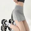 Calça Culotte de Yoga com Fenda para Garota Popular Verão Cintura Alta Novo Estilo Americano Anti-Exposição Emagrecedora Saia Shorts Esportiva